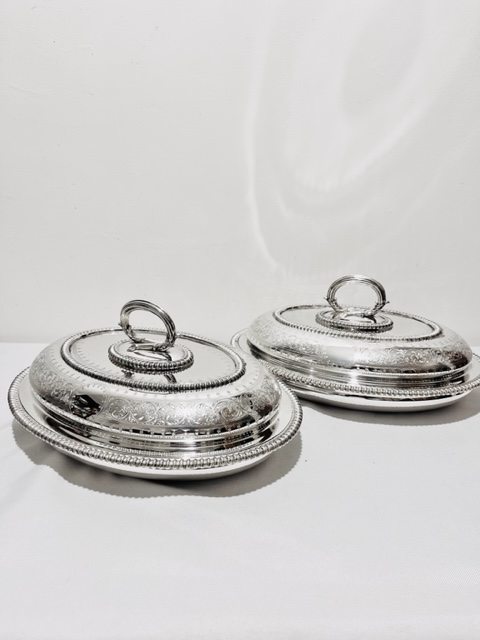  Handsome Pair of Antique Silver Plated Entree Dishes (c.1880)