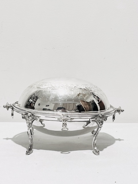 Antique Silver Plated Roll Over Butter Dish
