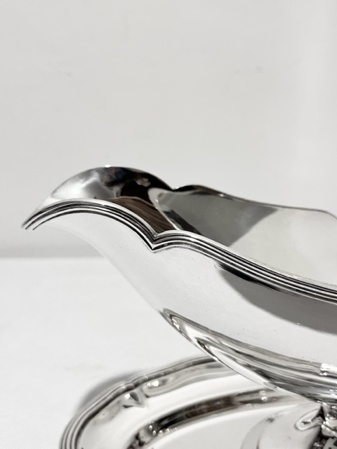 Handsome Antique Silver Plated Gravy Boat Jug on Drip Tray