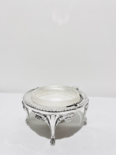 Vintage Silver Plated Butter or Caviar Dish with Glass Liner