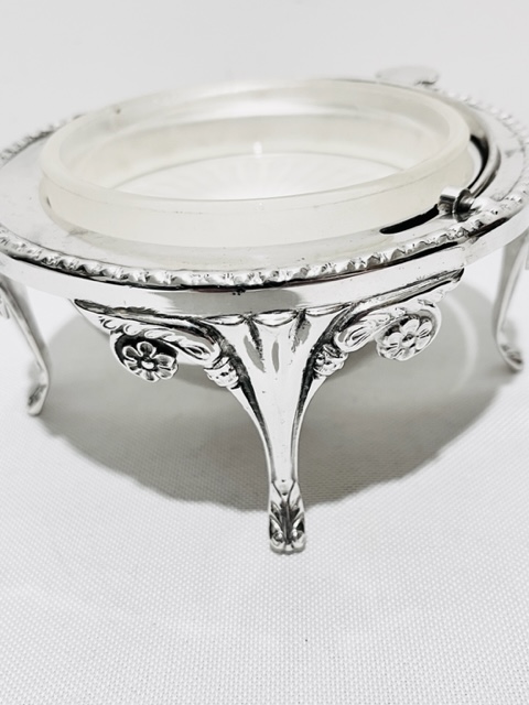 Vintage Silver Plated Butter or Caviar Dish with Glass Liner