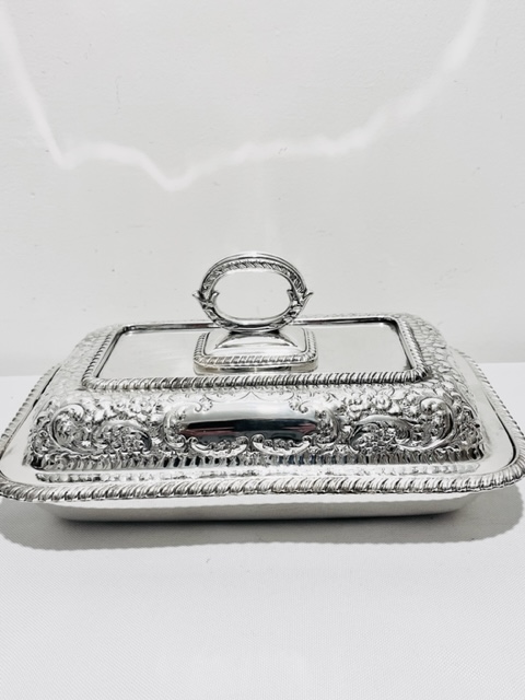Charming Antique Silver Plated Rectangular Entree Dish (c.1880)