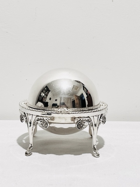 Vintage Silver Plated Rollover Lid Butter or Caviar Dish