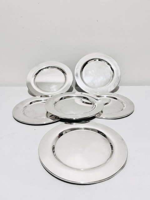 Set of Six Vintage Silver Plated Hors d'oeuvre or Bread Plates