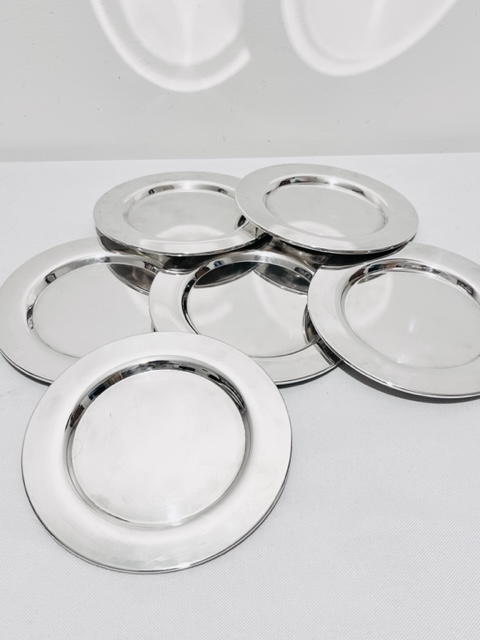 Set of Six Vintage Silver Plated Hors d'oeuvre or Bread Plates