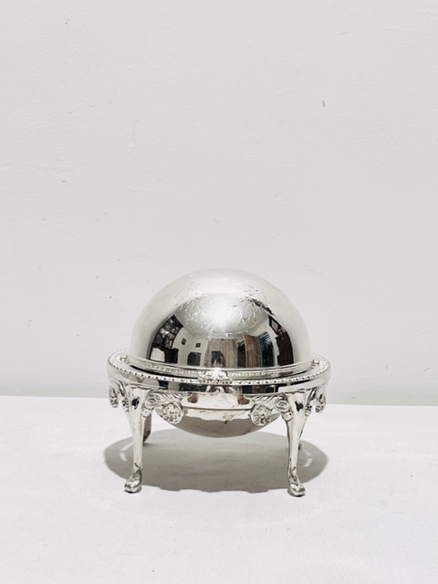 Round Vintage Silver Plated Butter or Caviar Dish (c.1950)