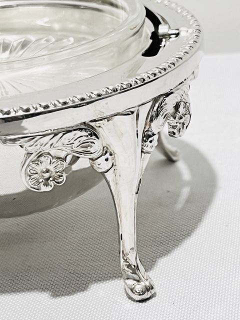 Round Vintage Silver Plated Butter or Caviar Dish
