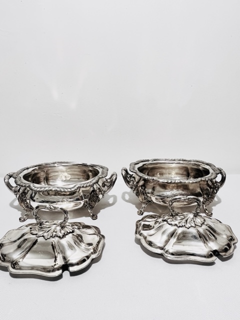 Pair of Antique Old Sheffield Plate Sauce Tureens