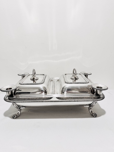 Smart Antique Silver Plated Double Entree on Warming Stand