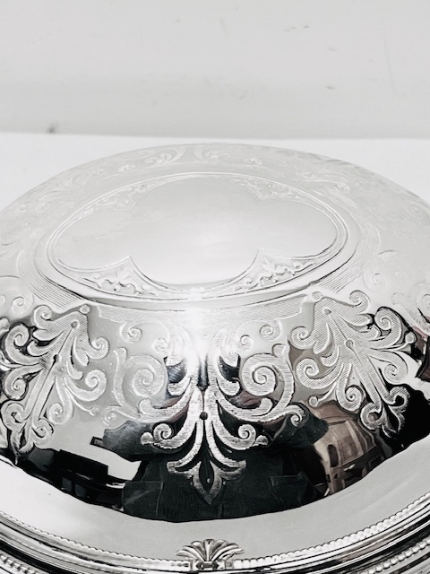 Antique Silver Plated Oval Butter Dish with Roll Over Lid