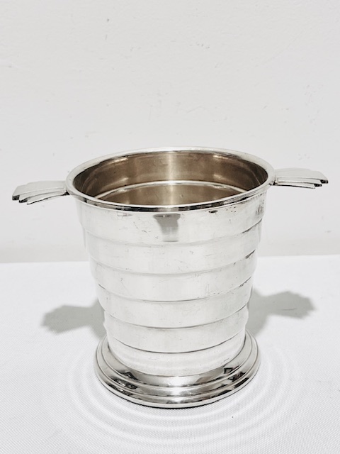 Art Deco Silver Plated Ice Pail or Bucket with Fan Designed Handles