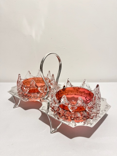 Smart Double Jam or Preserve Dishes in a Silver Plated Stand