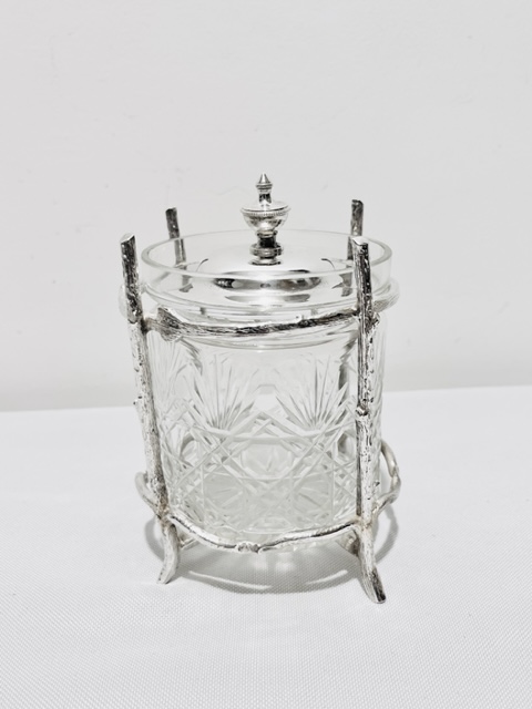 Antique Silver Plated and Glass Jam or Preserve Jar