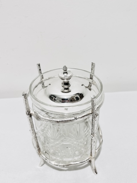 Antique Silver Plated and Glass Jam or Preserve Jar