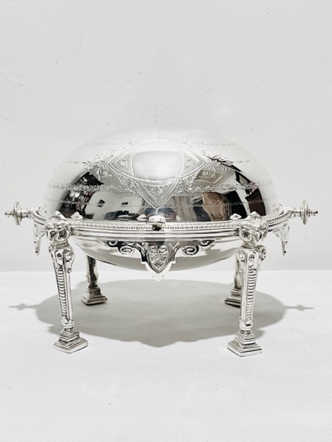 Antique Silver Plated Rollover Lid Oval Butter Dish (c.1880)