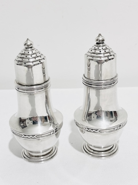 Pair of Silver Plated Pepper Shakers Of Art Deco Design