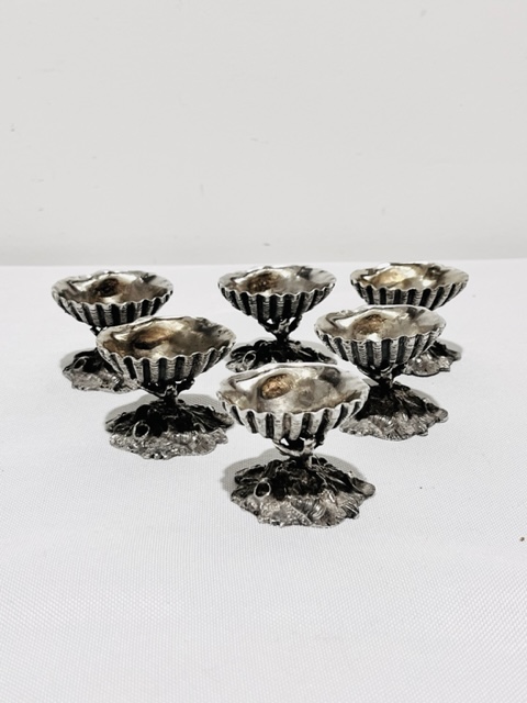 Charming Set of Six Antique Silver Plated Table Salts (c.1880)
