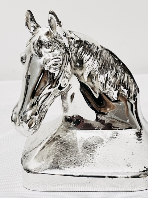 Pair of Novelty Vintage Silver Plated Book Ends Modelled as Horse Heads