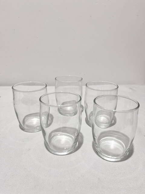 Antique Set of Five Tea Glasses in Their Original Silver Plated Holders