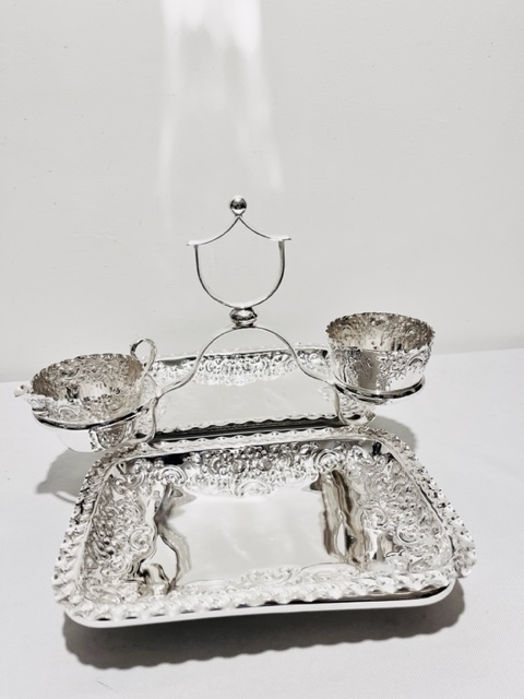 Antique Silver Plated Strawberry Serving Set