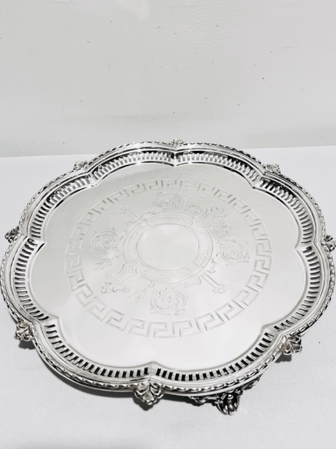 Round WW Harrison and Co Victorian Silver Plated Salver (c.1880)