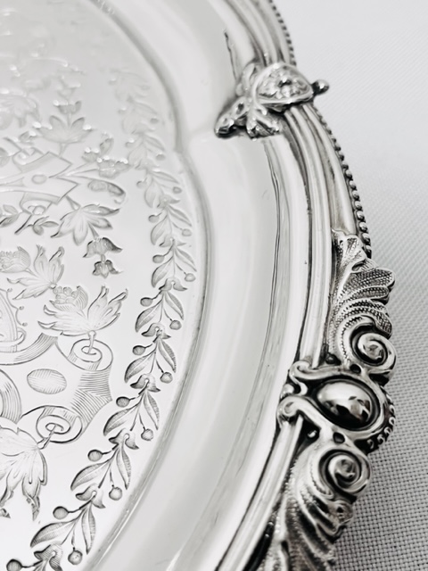 Smart Shaped Round Antique Silver Plated Salver
