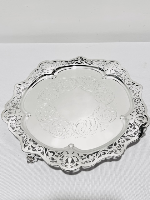 Shaped Round Victorian Silver Plated Salver