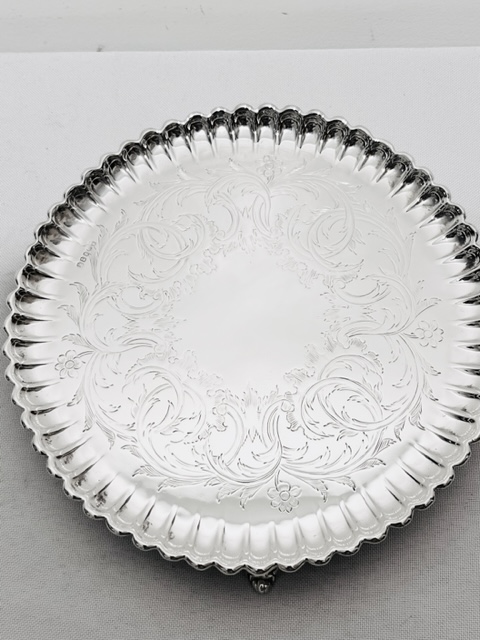 Antique Silver Plated Salver with Crimped Raised Edge