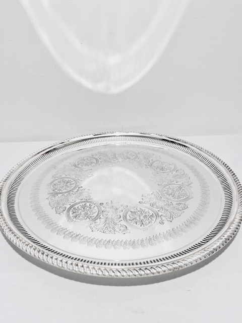 Smart Large Antique Silver Plated Salver