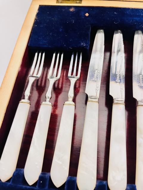 12 Setting Silver Plate and Mother of Pearl Dessert or Fruit Cutlery