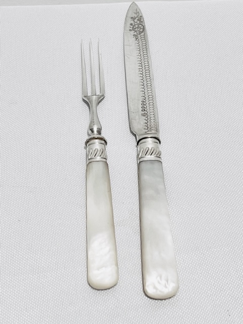 12 Place Silver Plated and Mother of Pearl Handled Fruit or Dessert Set