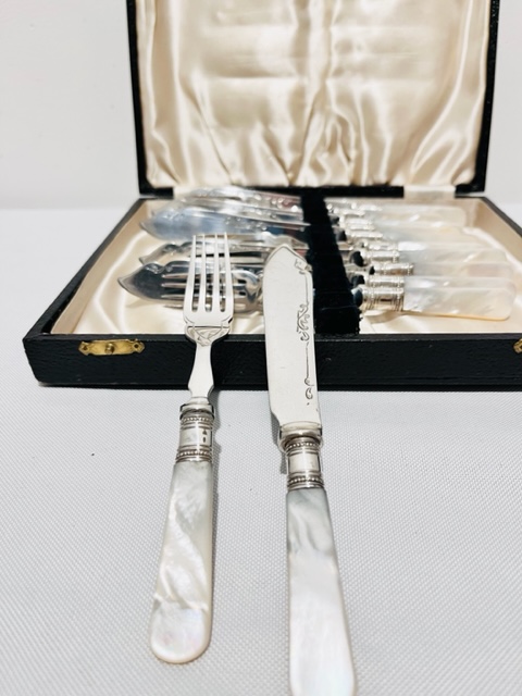 Antique Set of Six Place Setting Fish Knives and Forks