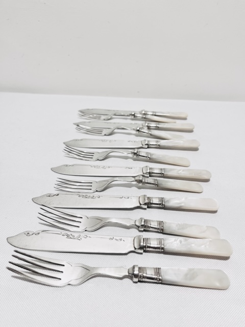 Antique Set of Six Place Setting Fish Knives and Forks