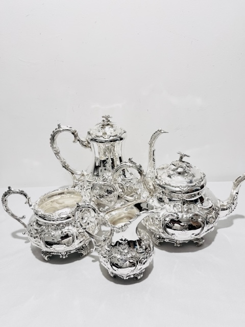 Ornate Victorian Antique Silver Plated Tea and Coffee Set