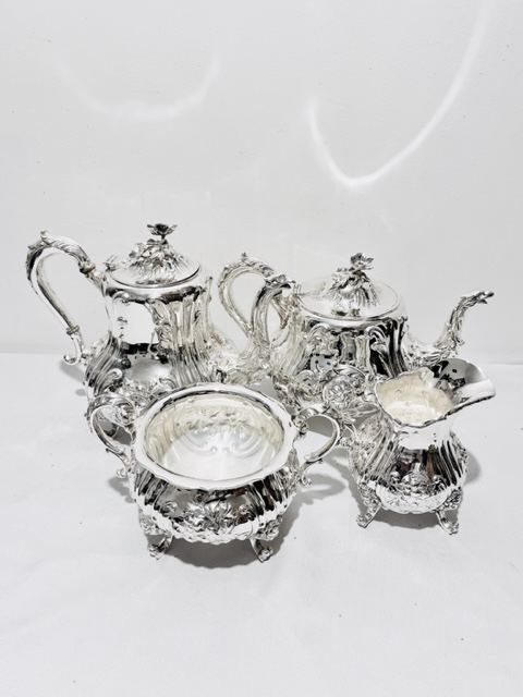 Attractive Antique Silver Plated 4 Piece Tea and Coffee Set