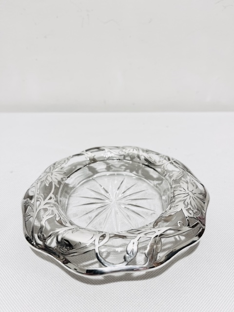 Pretty Set of Four Glass Dishes Mounted with Sterling Silver