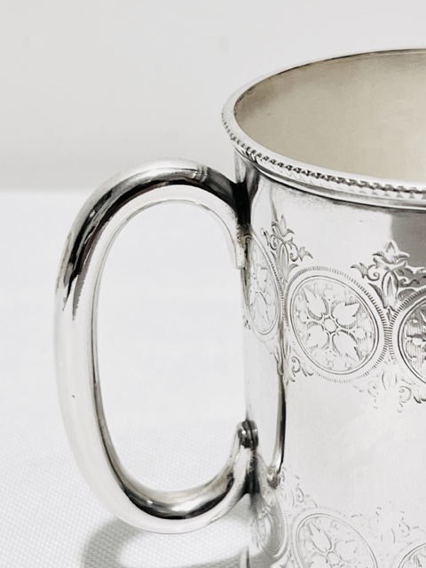 Antique Silver Plated Can Shaped Christening Cup