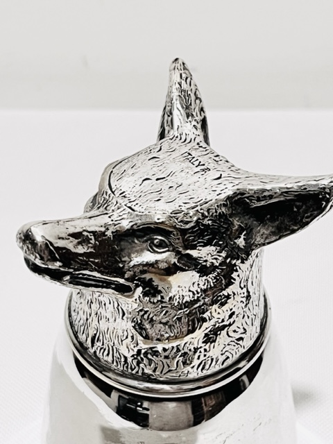Vintage Silver Plated Stirrup Cup Modelled as a Fox’s Head