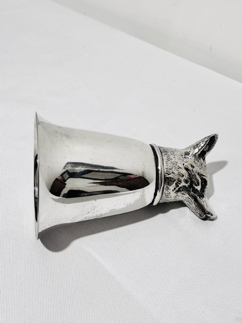 Vintage Silver Plated Stirrup Cup Modelled as a Fox’s Head