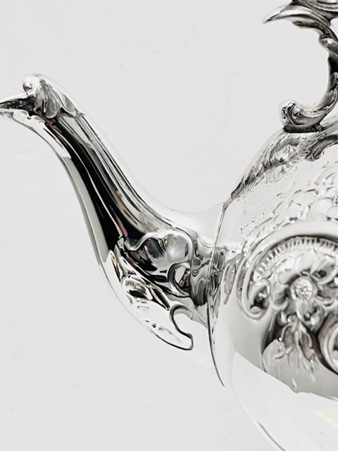 Antique Silver Plated Tea Kettle on Stand with Strawberry Finial
