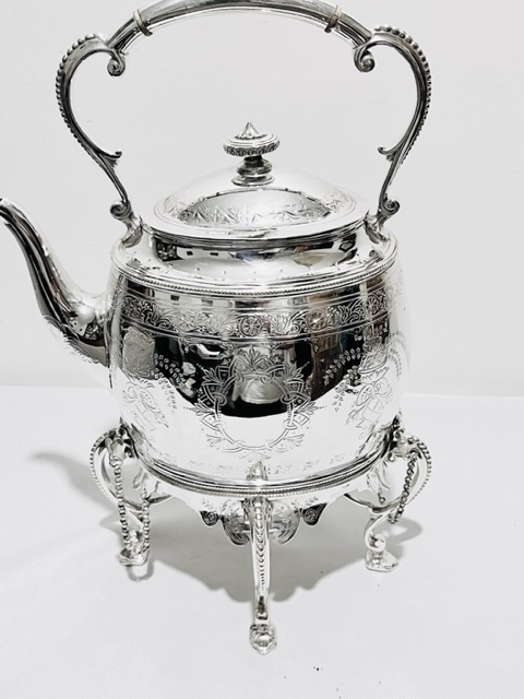 Antique Silver Plated Teapot on Stand with Patented Burner (c.1880)