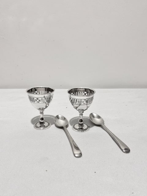 Antique Silver Plated Toast Rack and Egg Cup Combination
