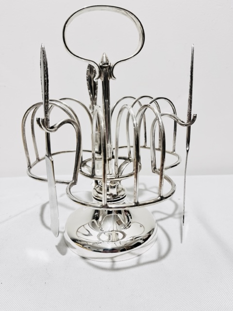 Unusual Antique Silver Plated Swivelling Toast Rack