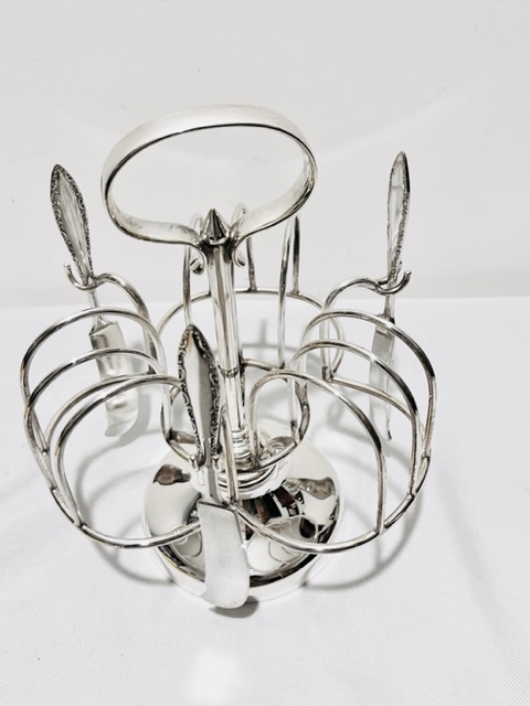 Unusual Antique Silver Plated Swivelling Toast Rack