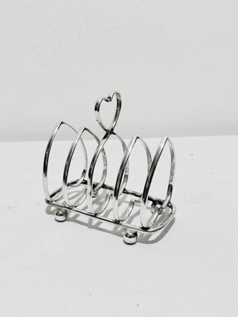 Antique Novelty Heart Design Silver Plated Toast Rack (c.1920)