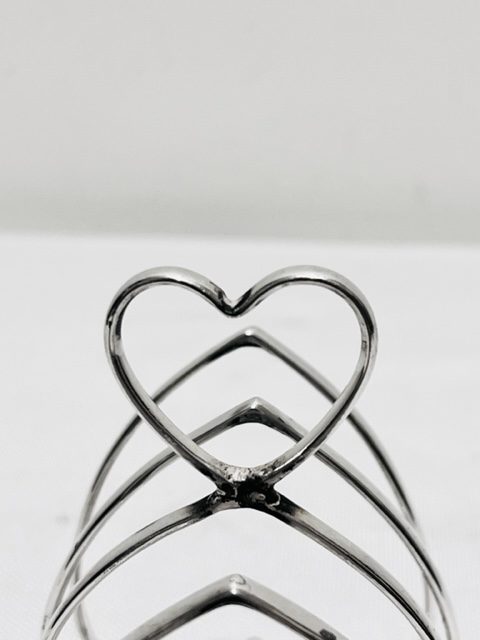Antique Novelty Heart Design Silver Plated Toast Rack