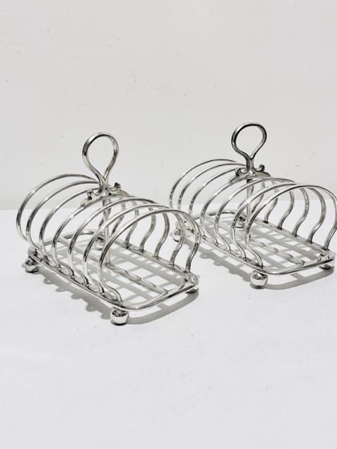 Pair of Antique Silver Plated Harrods of London Toast Racks (c.1910)