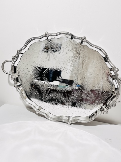 Large Oval Antique Silver Plated Tray by Maple & Co (c.1880)