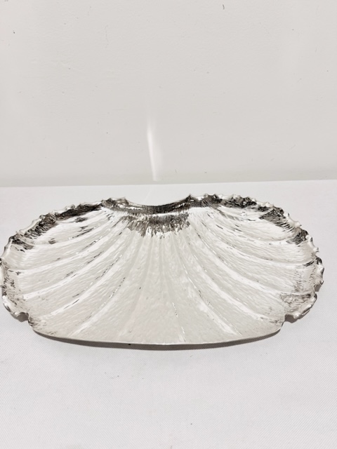 Novelty Antique Silver Plated Tray Modelled as a Large Shell