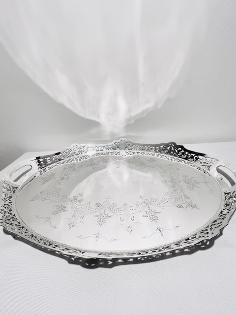Handsome Antique Silver Plated Oval Tray